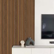 Light Walnut Acoustic Slatwall Panel - 2400 x 600 x 21mm image