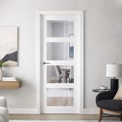 Trade Spec White Primed Contemporary 4 Lite Pre-Glazed Clear Door (40mm) - 78" x 30" (1981 x 762 x 40mm) image