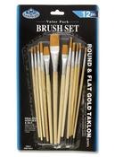 GOLD TAKLON 12 Piece Brush Set - Short Handle