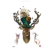 Temporary Tattoo TH-006 Deer in Top Hat and Butterflies | Dublin Body Paint image