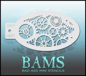 Bad Ass Stencils - BAM 1421 Cogs and Gears Stencil Steampunk | Dublin Body Paint