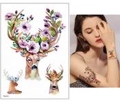 Temporary Tattoo TH-015 Deer with Flowers | Dublin Body Paint image