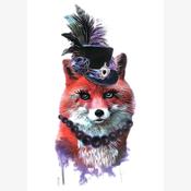 Temporary Tattoo TH-099 Fox in Top Hat | Dublin Body Paint image