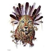 Temporary Tattoo TH-091 Cheetah with Feathers | Dublin Body Paint image