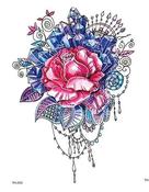 Temporary Tattoo TH-253 Pink and Blue Rose and Gems | Dublin Body Paint image
