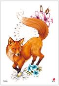Temporary Tattoo TH-334 Fox with Flowers | Dublin Body Paint image