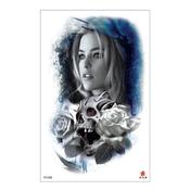 Temporary Tattoo TH-300 Woman with Skull and Roses | Dublin Body Paint image