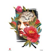 Temporary Tattoo TH-528 Bald Lady with Flowers | Dublin Body Paint image