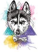 Temporary Tattoo LC-602 Wolf With Colours and Bow tie | Dublin Body Paint image