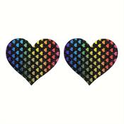 Pasties (Nipple Covers) 1 Pair of Heart Shapes with Rainbow Heart Pattern | Dublin Body Paint image