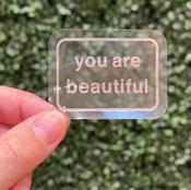 You Are Beautiful Clear Classic Metallic Stickers (20 pack) | Dublin Body Paint