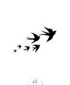 Sioou Temporary Tattoo Bird Flight/Swallows (Pack of 5) | Dublin Body Paint image