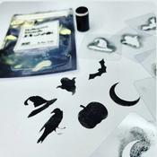 Halloween Stencil Set - Witches's Hat, Ghost, Bat, Raven, Pumpkin, Moon | Dublin Body Paint