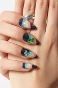 Never Have I Ever - Almond Press-on Nails - Spaced Out (Glitter Aliens, Ripndip Cat &amp; Rainbows) | Dublin Body Paint image