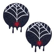 Pasties (Nipple Covers) -  1 Pair of Web Glitter Black Halloween Print | Dublin Body Paint