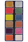 PXP Pearl Colors Palette 12 x 6 gram with 2 brushes (liner size 0, flat size 1) | Dublin Body Paint image