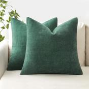 'Chenille - Green' 50cm x 50cm Cushion Covers image