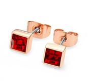 January Birthstone - Rose Gold Square Birthstone Earrings - Garnet Stone by Tipperary Crystal - Duiske Glass Kilkenny image