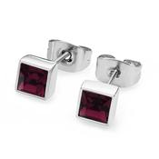 February Birthstone Earrings by Tipperary Crystal - Silver Square Earring with Amethyst Stone - Duiske Glass Kilkenny image