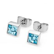 March Birthstone Earrings- Silver Sqaure by Tipperary Crystal : Aquamarine Earrings - Duiske Glass Kilkenny image