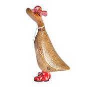 dcuk The Duck Company :Floral Wooden Duckling with Red Hat and Welly Boots D3FH - Duiske Glass Kilkenny