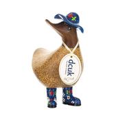 dcuk The Duck Company :Floral Wooden Ducky with Navy Hat and Welly Boots D9FH - Duiske Glass Kilkenny