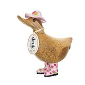 dcuk The Duck Company :Floral Wooden Ducky with Pink Hat and Welly Boots D9FH - Duiske Glass Kilkenny