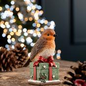 Aynsley Robin &amp; Gift Christmas Decoration (XMAS30845) - Duiske Glass Kilkenny image