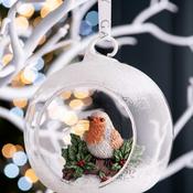 Robin Bauble Christmas Tree Decoration by Galway Crystal (GH061) - Duiske Glass Kilkenny image