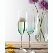 Champagne Flutes Pair Aqua By Galway Crystal (G323012) - Duiske Glass Kilkenny