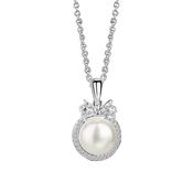 Silver Plated Pearl Pendant with Clear Stones by Newbridge Silverware (P0024SP) - Duiske Glass Kilkenny