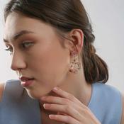 Gold Plated Pink &amp; Green Floral Drop Earrings by Newbridge Silverware (ER0026GP) - Duiske Glass Kilkenny