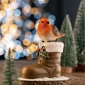 Aynsley Robin &amp; Boot Christmas Decoration (XMAS30853) - Duiske Glass Kilkenny