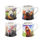 Beyond the Herd by Eoin O 'Connor Set 4 Mugs (Pigs, Sheep, Hen, Seals) (169241) - Duiske Glass Kilkenny image