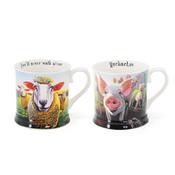 Set of 2 Mugs Beyond the Herd Set 2 Tankards (Pigs, Sheep)by Eoin O'Connor | (169272) - Duiske Glass Kilkenny