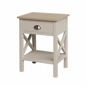 Linen Lamp Table – White/Cream Wooden Bedside &amp; Side Table (32378) - Duiske Glass Kilkenny image