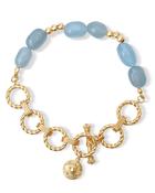 Gold Plated Blue Stone Sappho Bracelet by Newbridge Silverware (BR0018GP) - Duiske Glass Kilkenny