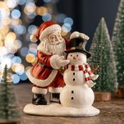 Aynsley Santa &amp; Snowman Figurine | Aynsley Christmas Decoration (XMAS30854) - Duiske Glass Kilkenny