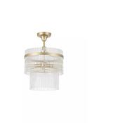 Lara 3Lt Semi Flush - Gold Metal, Clear Glass Rods