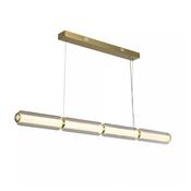 Mod LED Pendant, Satin Brass Metal, Opal Acrylic &amp; Clear Glass