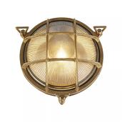 Bulkhead Round Outdoor Light - Solid Brass &amp; Ribbed Glass