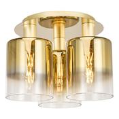 Savannah 3 Light Flush Satin Gold and Gold Ombre Glass