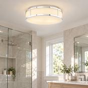 Royce 2 Light Bathroom Flush Polished Chrome and Opal Glass IP44 image