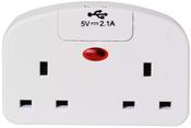 2 GANG EURO TRAVEL ADAPTER WITH 2 USB | 1672 image