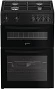 INDESIT 60CM GAS COOKER DOUBLE OVEN BLACK | IDG6GB
