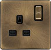 13A INGOT 1 GANG DP SWITCHED SAFETY SHUTTER SOCKET | SFAB1535BK image