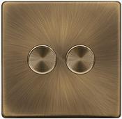 2 GANG 2 WAY 100W DIMMER SWITCH - ANTIQUE BRASS | SFAB162 image