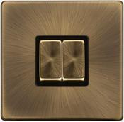10AX INGOT 2 GANG 2 WAY SWITCH - ANTIQUE BRASS | SFAB412BK image