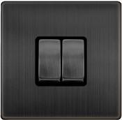 10AX INGOT 2 GANG 2 WAY SWITCH - MATT BRONZE  | SFBZ412BK image