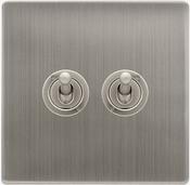 10AX 2 GANG 2 WAY TOGGLE SWITCH - STAINLESS STEEL | SFSS422 image
